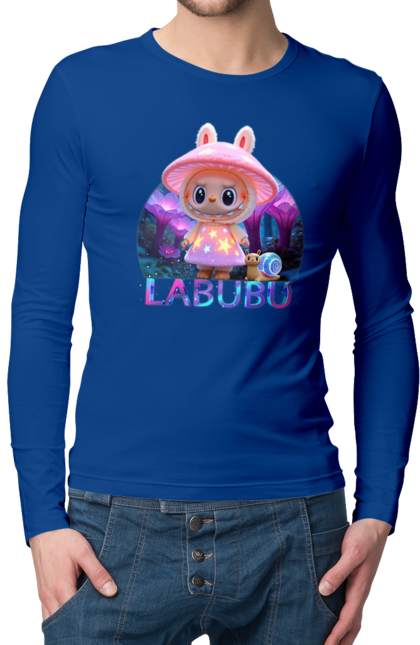 Чоловічий лонгслів з принтом "Лабубу". Брелок лабубу, іграшка лабубу, лабубу, лабубу кока кола, лялька лабубу, мерч лабубу, мила, рожева лабубу, смішна лабубу. 2070702