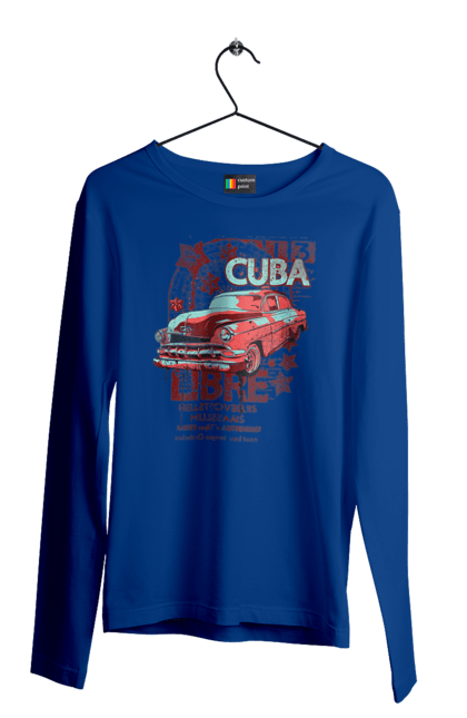 Мужской лонгслив с принтом Куба, Машина. Куба, машина, ретро. 2070702