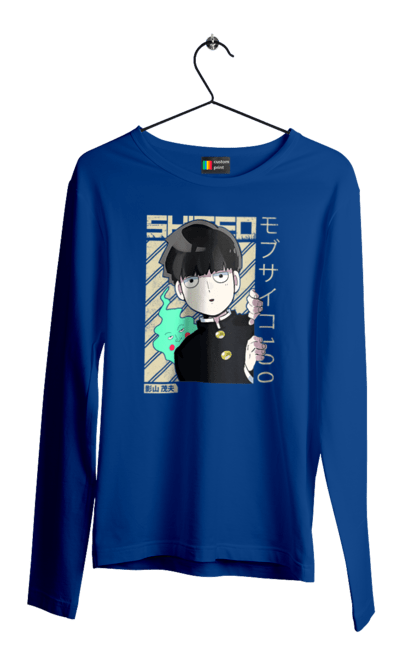 Мужской лонгслив с принтом Моб Психо 100. Anime, manga, mob psycho 100, shigeo kageyama, аниме, манга, моб, моб психо 100, сигэо кагэяма. 2070702