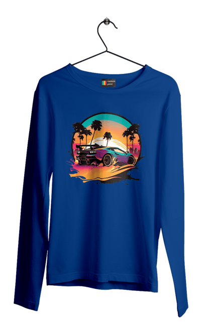 Men`s longsleeve with prints Lamborghini Synthwave. Car, laamba, lamborghini, synthwave. 2070702