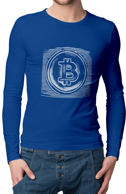 Чоловічий лонгслів з принтом "Біткоїн". Биткоин, биткойн, бінарний, біткоїн, біткойн, валюта, гроші, крипто, програміст, хакер. 2070702