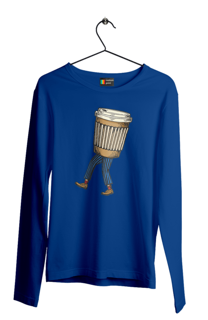 Чоловічий лонгслів з принтом "Людина Кава". Кава. 2070702