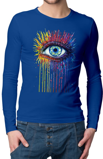 Men`s longsleeve with prints Colorful Flowing Eye. Eye, paints. 2070702