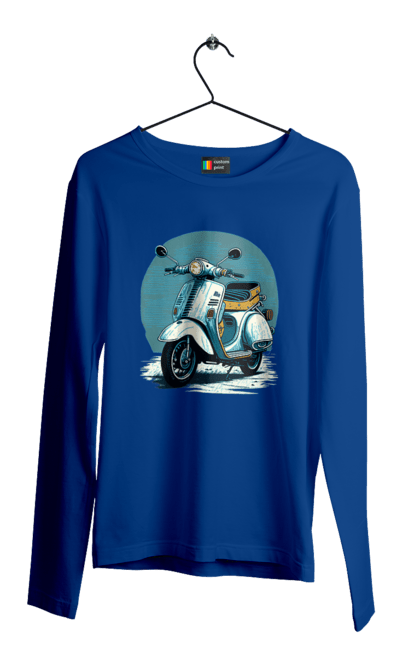 Чоловічий лонгслів з принтом "Мопед". Відпочинок, літо, мопед, скутер, швидкість. 2070702