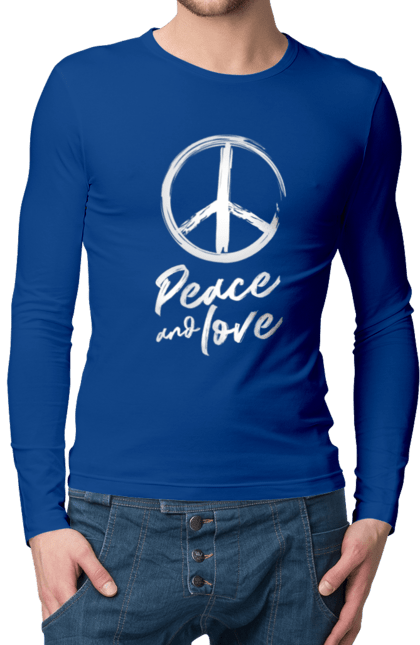 Чоловічій лонгслів з принтом "Пацифік. Мир і любов". Братство, дружба, знак, любов, мир, народ, пацифік, символ, ситмвол світу, співробітництво. KRUTO.  Магазин популярних футболок