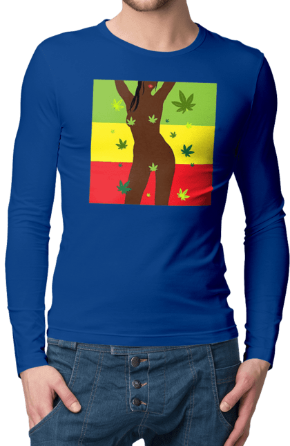 Men`s longsleeve with prints Naked Girl And Hemp. Hemp, naked, smoke, tits. 2070702