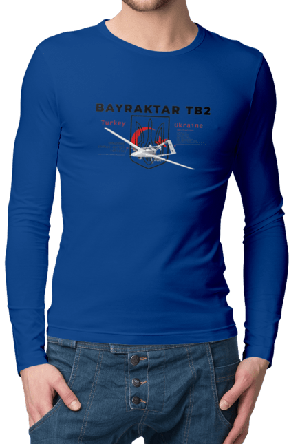 Чоловічий лонгслів з принтом "Bayraktar TB2". Bayraktar, caesar, himars, javelin, nlaw, patriot, weapon, zaluzhny. 2070702