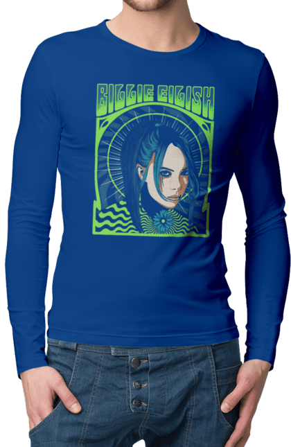 Чоловічий лонгслів з принтом "Біллі Айліш". Billie eilish, виконавець, електропоп, інді поп, музика, піп, співачка. 2070702