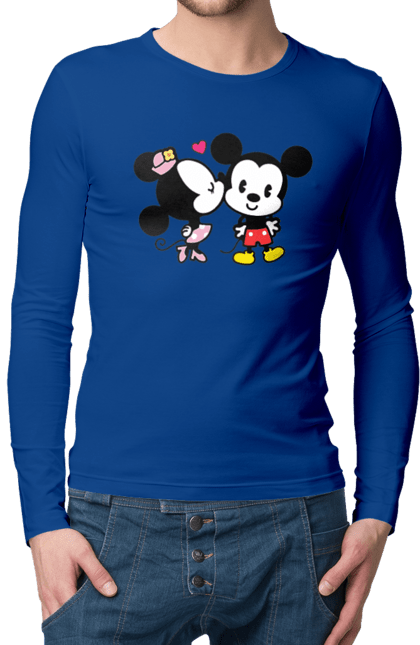 Чоловічій лонгслів з принтом "Міккі Маус та Мінні Маус". Mickey mouse, minnie mouse, дісней, міккі, міккі маус, мінні маус, мультфільм. 2070702