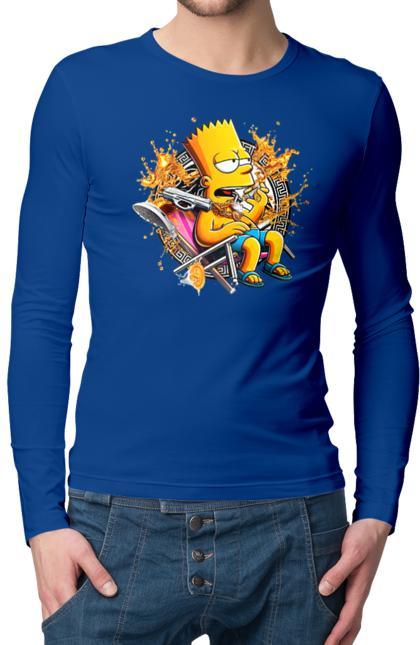 Men's longsleeve with prints Bart Simpson Versace. Bart, cartoon, serial, simpson, versace. 2070702