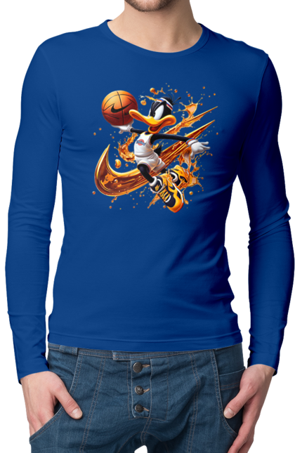 Men's longsleeve with prints Daffy Duck Nike. Cartoon, character, daffy duck, duck, looney tunes, merrie melodies, nike, warner brothers. 2070702