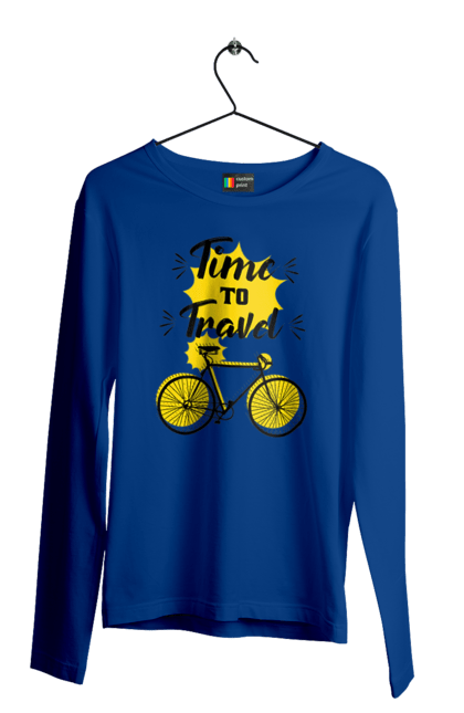 Men`s longsleeve with prints Travel Time, Bicycle. Bicycle, time, travel. 2070702