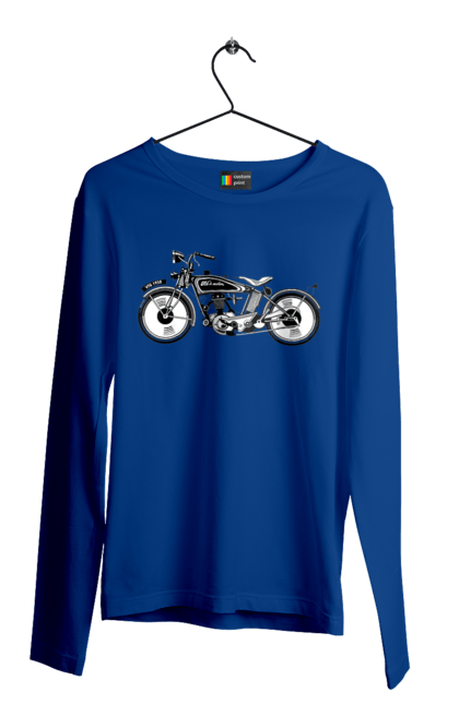 Чоловічий лонгслів з принтом "Мотоцикл Ретро". Мото, мотоцикл, ретро. 2070702