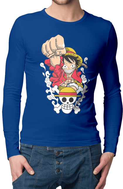 Чоловічій лонгслів з принтом "Ван Піс Луффі". Luffy, one piece, аніме, ван піс, великий куш, луффі, манга, монки де луффі, пірати. 2070702