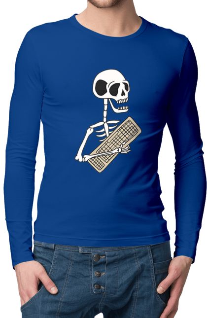 Чоловічий лонгслів з принтом "Вічний кодер". Ай ті, айтішник, бінарний, код, програміст, розробник, хакер. 2070702