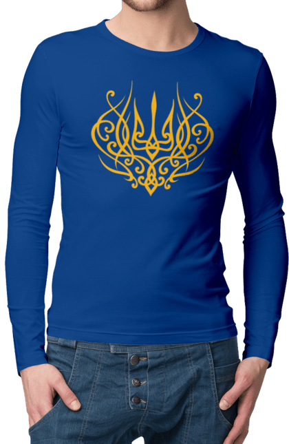 Men`s longsleeve with prints Emblem of Ukraine. Герб, герб україни, доброго вечора, зсу, патріотична, прапор. 2070702
