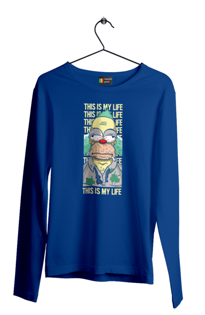 Men's longsleeve with prints THIS IS MY LIFE KRUSTY plus. Clown, krusty, krusty the clown, simpsons. 2070702