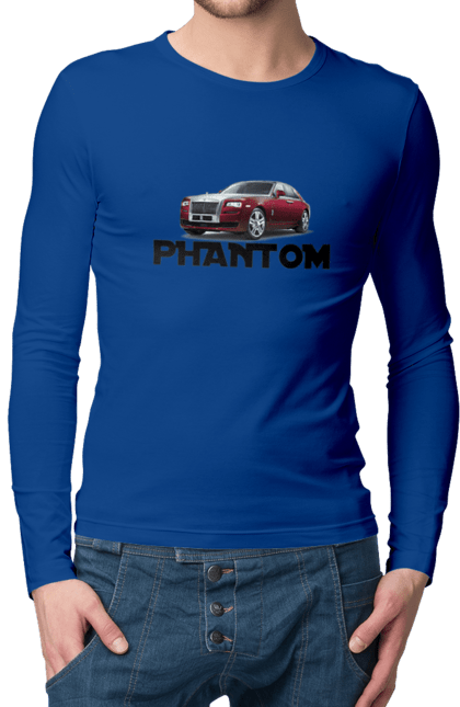 Чоловічий лонгслів з принтом "Ролс ройс". Авто, автомобіль, люкс клас, ролс ройс, седан, фантом. 2070702