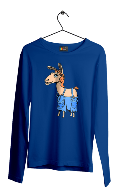 Чоловічий лонгслів з принтом "Лама В Комбінезоні". Комбінезон, лама. 2070702