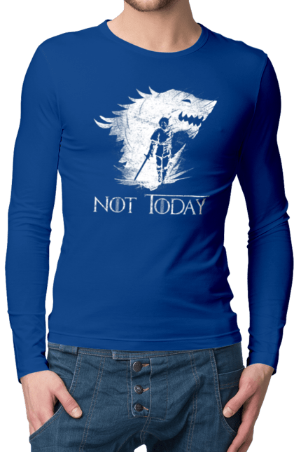 Men's longsleeve with prints Game of Thrones Arya. Arya, game, got, not today, stark, starks, thrones, tv show, wolf, wolves. 2070702