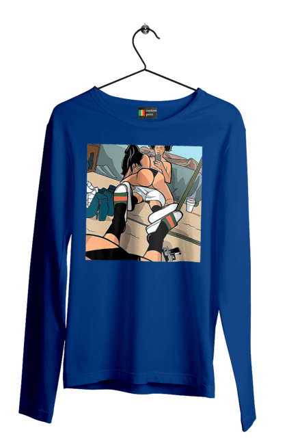 Men`s longsleeve with prints Naked Selfie In The Mirror. Ass, from above, selfie. 2070702