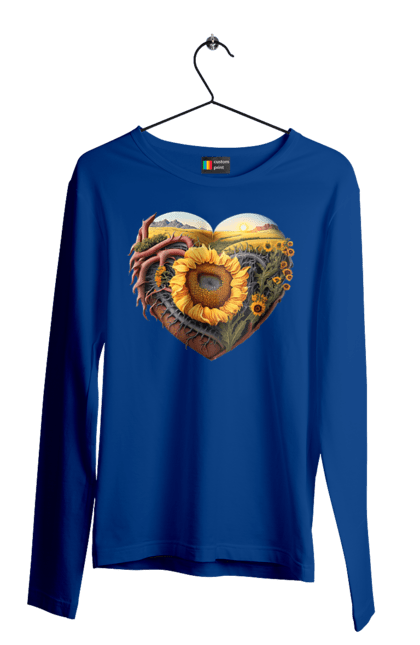 Men`s longsleeve with prints Символи України. Field, sky, sunflower, symbols of ukraine, ukraine, wheat. 2070702