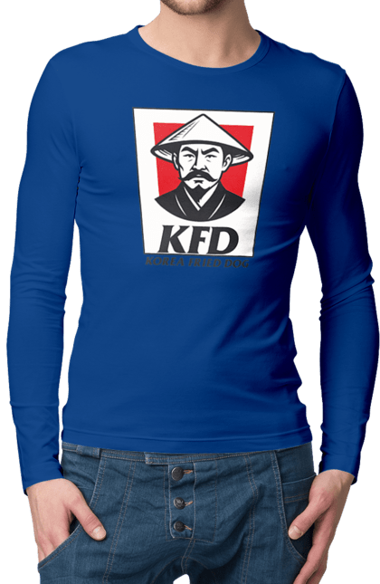 Чоловічий лонгслів з принтом "Korea Fried Dog". Бренди, гумор, жартівливі, кфц, літні, прикольні, смішні, фаст-фуд. 2070702