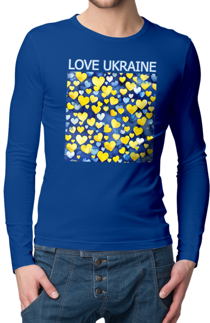 Чоловічий лонгслів з принтом "Люблю Україну". Люблю україну, любов, серце, символи україни, україна, українська символіка. 2070702