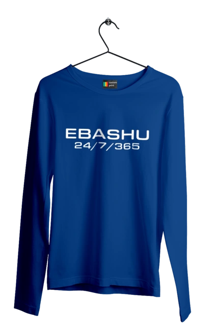Мужской лонгслив с принтом Eбашу. Eбашу, ебаш, мем, прикол, работа, с принтом, смешная, юмор. 2070702