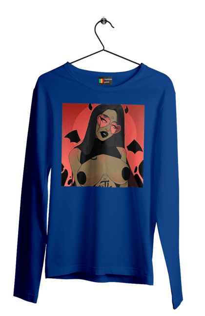 Men`s longsleeve with prints Devil With Tits. Devil, naked, tits. 2070702