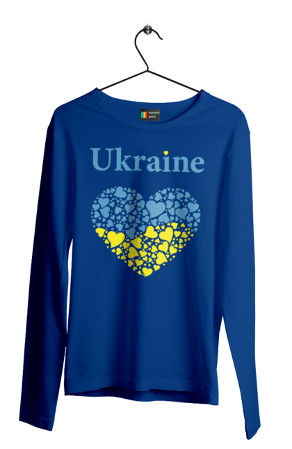 Мужской лонгслив с принтом Ukraine Heart. Сердце, украина, флаг. 2070702