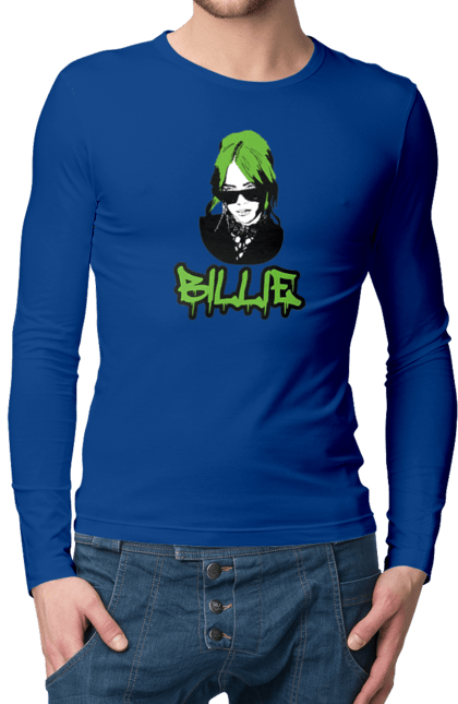 Чоловічий лонгслів з принтом "Billie Eilish". Активістка, біллі айліш, мизукант, права, співачка, тварини. 2070702