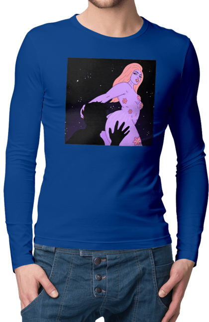 Men`s longsleeve with prints Purple Girl. Body, girl. 2070702