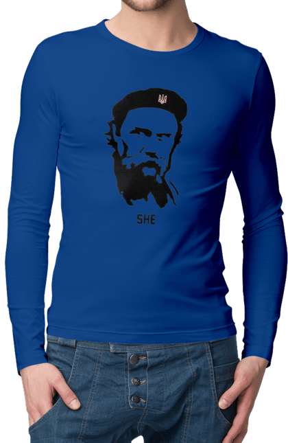 Men`s longsleeve with prints Shevchenko. Beret, cobzar, shevchenko, taras, ukraine. 2070702