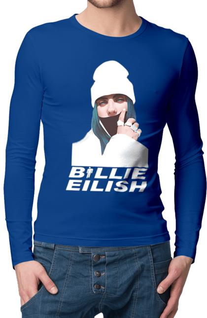 Чоловічий лонгслів з принтом "Біллі Айліш". Біллі айліш, логотип біллі айліш, принт біллі айліш, співачка біллі айліш. 2070702