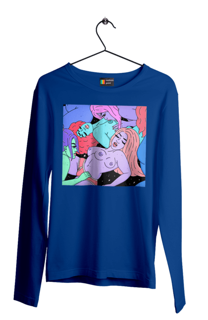 Men`s longsleeve with prints Alien Girls. Aliens, girls, multicolored, space. 2070702