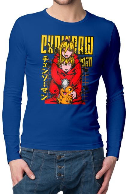 Men's longsleeve with prints Chainsaw Man Power and Denji. Anime, chainsaw man, demon, denji, manga, power, shonen. 2070702