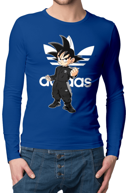 Чоловічій лонгслів з принтом "Adidas Сон Гоку". Adidas, dragon ball, manga, son goku, адідас, аніме, гоку, манга, перли дракона, сон гоку. 2070702