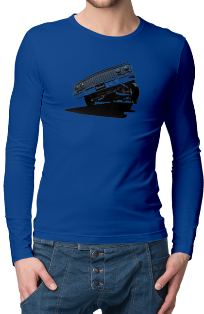 Men`s longsleeve with prints Car. Car, chevrolet, classic, impala, lowrider. 2070702