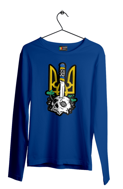 Men`s longsleeve with prints Arms of the Armed Forces of Ukraine. Coat of arms, flag, kill the russian, kill ze rush, patriotic, scull, vsu. 2070702