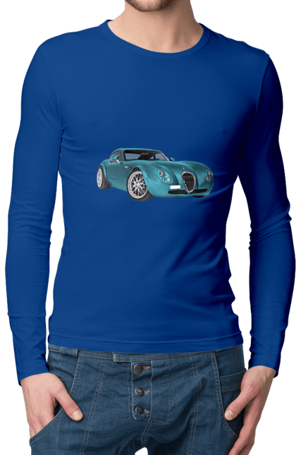 Чоловічий лонгслів з принтом "Авто.7". Авто, блакитний, графіка, ретро авто, фото. 2070702