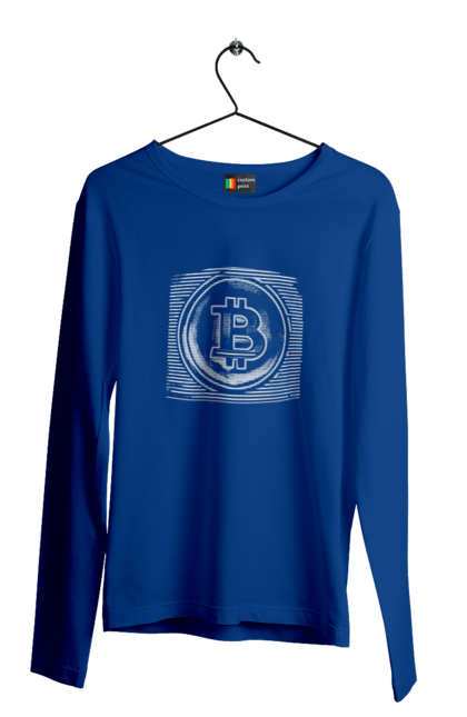 Чоловічий лонгслів з принтом "Біткоїн". Биткоин, биткойн, бінарний, біткоїн, біткойн, валюта, гроші, крипто, програміст, хакер. 2070702
