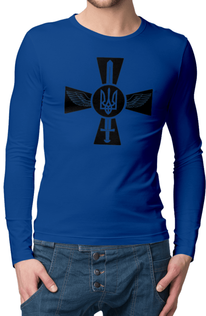 Men`s longsleeve with prints Ukraine coat of arms. Coat of arms, sword, ukraine, wings. 2070702