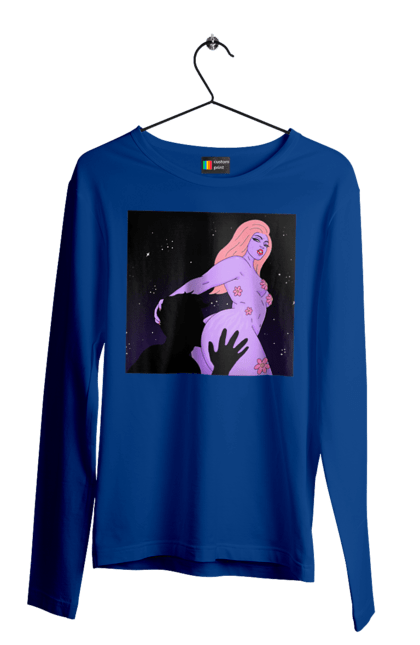 Men`s longsleeve with prints Purple Girl. Body, girl. 2070702