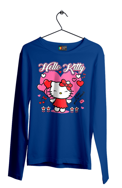 Мужской лонгслив с принтом Хелло Китти. Hello kitty, бренд, кот, котенок, персонаж, хелло китти. 2070702