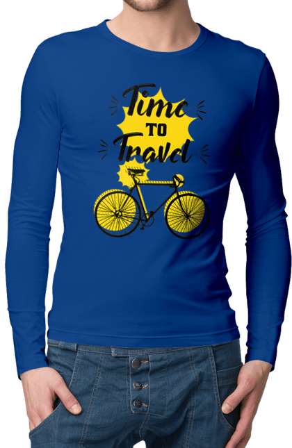Men`s longsleeve with prints Travel Time, Bicycle. Bicycle, time, travel. 2070702