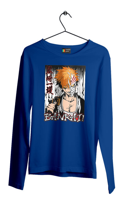 Мужской лонгслив с принтом Блич Ичиго Куросаки. Anime, bleach, ichigo kurosaki, manga, аниме, блич, ичиго, ичиго куросаки, манга. 2070702