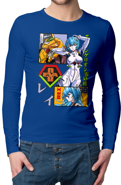 Men's longsleeve with prints Evangelion Rei. Anime, evangelion, eve, kaoru, manga, rei ayanami, shinji. 2070702