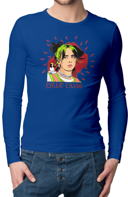 Чоловічий лонгслів з принтом "Біллі Айліш". Біллі айліш, логотип біллі айліш, принт біллі айліш, співачка біллі айліш. 2070702