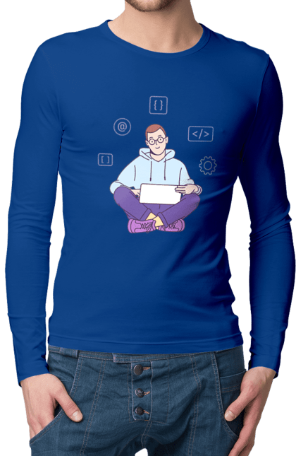 Чоловічий лонгслів з принтом "Я програміст". Angular, c, css, html, it, javascript, jquery, php, python, react, svelt, vue, айтишник, айті, гумор, код, кодувати, прогер, програміст, програмісти, ти ж, ти ж програміст, тиж програміст. 2070702